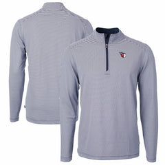 Cleveland Guardians Cutter & Buck Virtue Eco Pique Micro Stripe Big & Tall Recycled Quarter-Zip Pullover Top - Navy/White