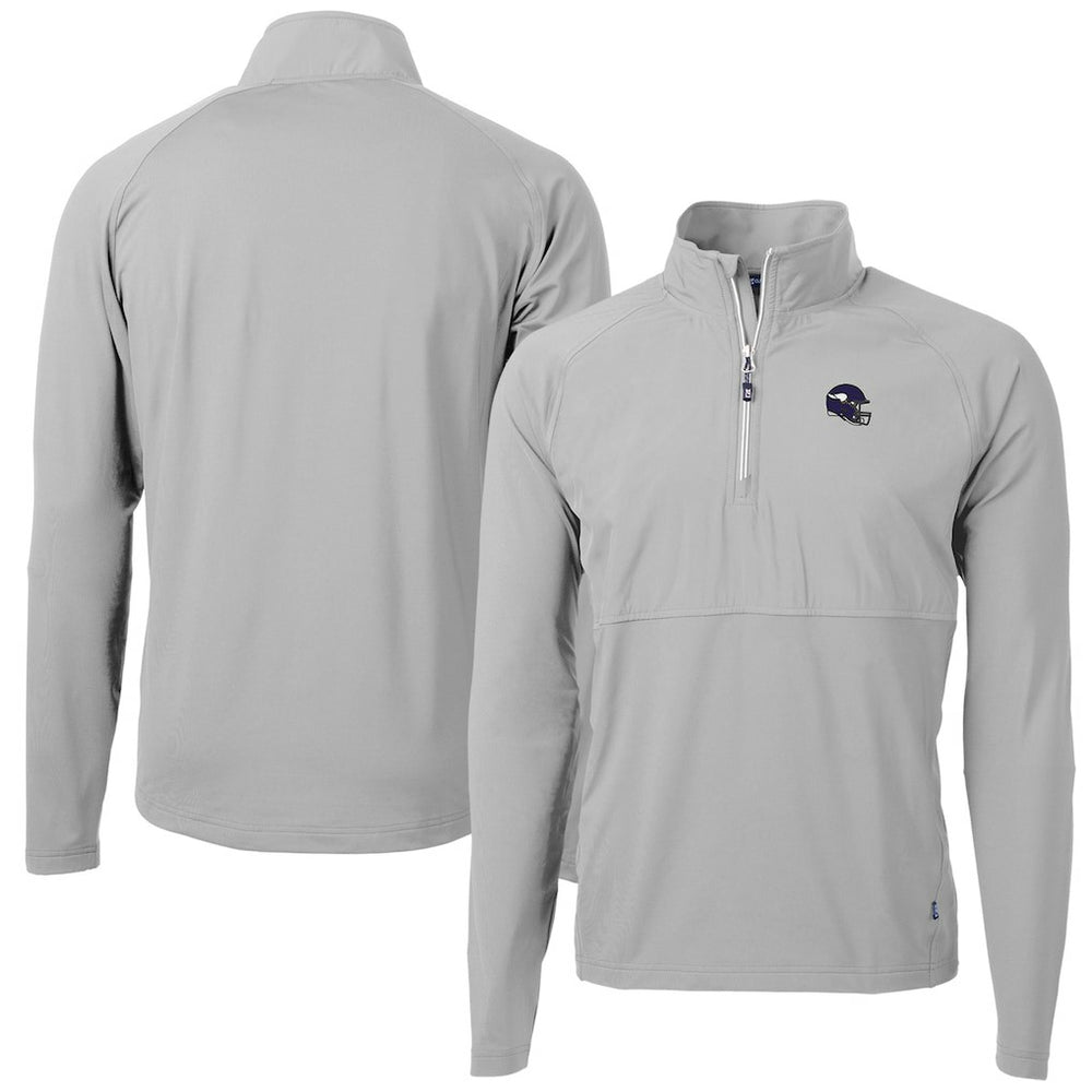 NFL Minnesota Vikings Cutter & Buck Helmet Adapt Eco Knit Hybrid Recycled Quarter-Zip Pullover Top