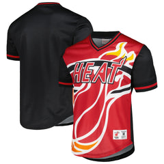 Miami Heat Jumbotron 3.0 Mesh V-Neck T-Shirt - Red | Mitchell & Ness discount