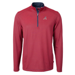 Atlanta Braves Cutter & Buck Americana Logo Big & Tall Virtue Eco Pique Recycled Quarter-Zip Pullover Top - Red