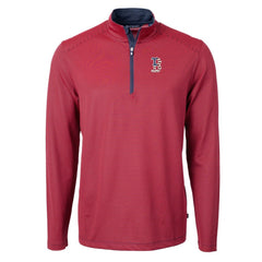 Boston Red Sox Cutter & Buck Americana Logo Virtue Eco Pique Stripe Recycled Quarter-Zip Pullover Top - Red