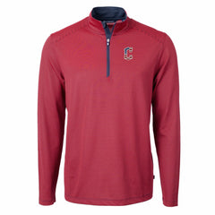 Cleveland Guardians Cutter & Buck Americana Logo Virtue Eco Pique Stripe Recycled Quarter-Zip Pullover Top - Red