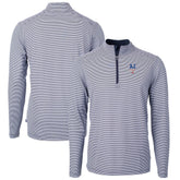New York Mets Cutter & Buck Americana Logo Virtue Eco Pique Stripe Recycled Quarter-Zip Pullover Top - Navy