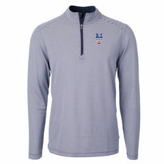 New York Mets Cutter & Buck Americana Logo Virtue Eco Pique Stripe Recycled Quarter-Zip Pullover Top - Navy