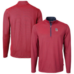 St. Louis Cardinals Cutter & Buck Americana Logo Virtue Eco Pique Stripe Recycled Quarter-Zip Pullover Top - Red