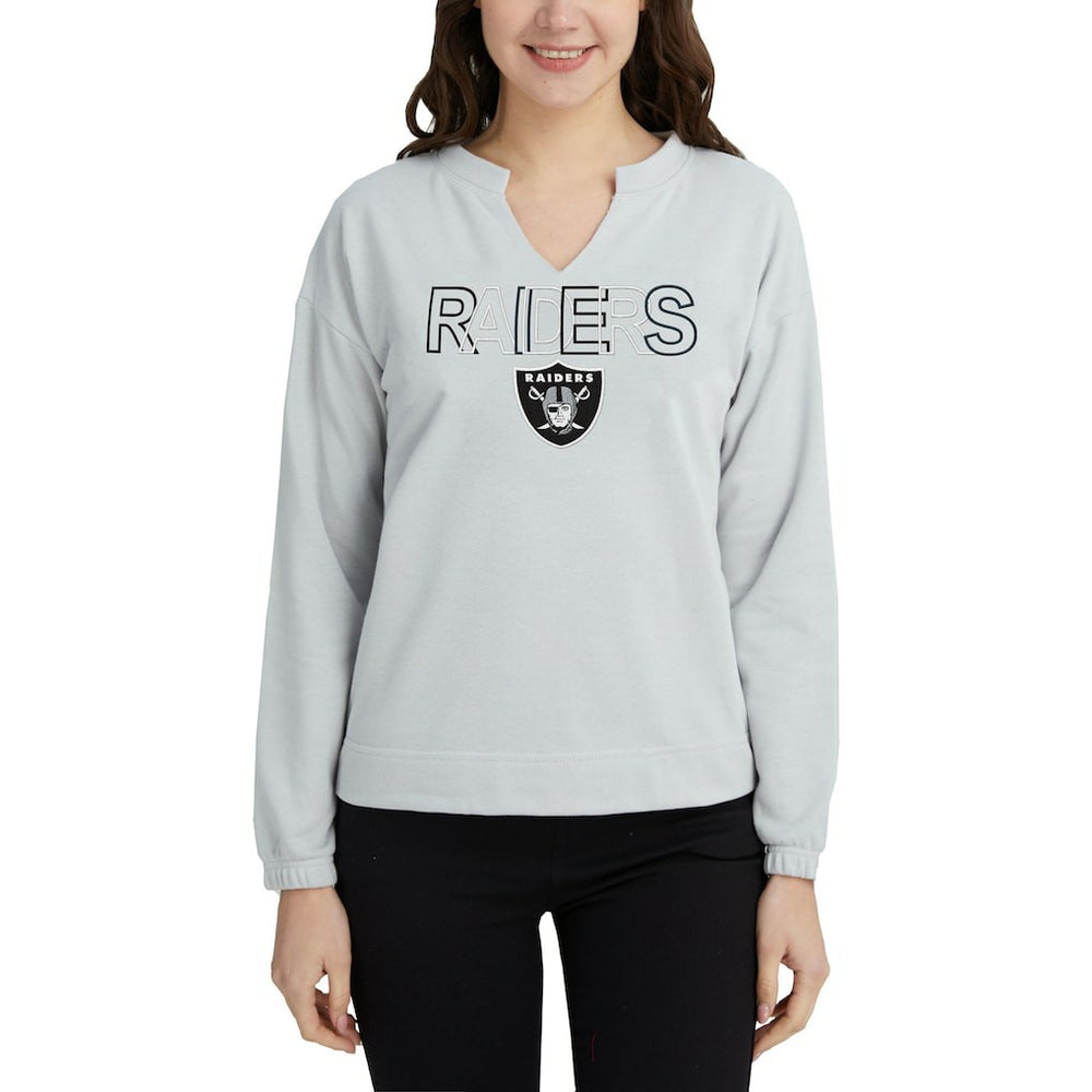 NFL Las Vegas Raiders Concepts Sport Women's Sunray Notch Neck Long Sleeve Top