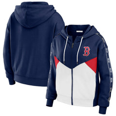 Boston Red Sox WEAR by Erin Andrews Women's Color Block Full-Zip Hoodie - Navy/White