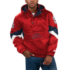 St. Louis Cardinals Starter Force Play II Half-Zip Hooded Jacket - Red