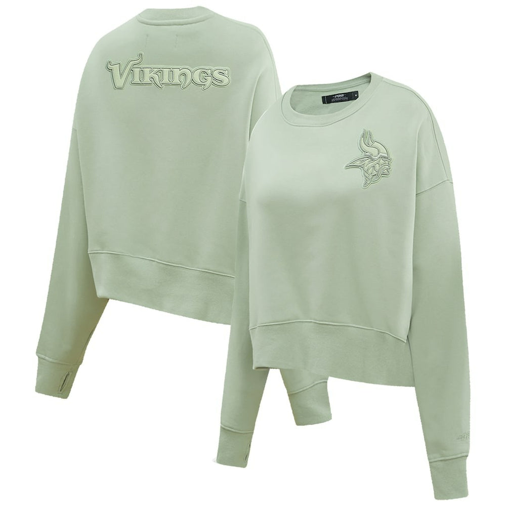 NFL Minnesota Vikings Pro Standard Women's Oversized Cropped Neutral Pullover Sweatshirt