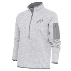 Atlanta Braves Antigua Women's Brushed Metallic Fortune Half-Zip Pullover Jacket - Heather Gray
