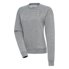 San Francisco Giants Antigua Women's Brushed Metallic Victory Pullover Sweatshirt - Heather Gray