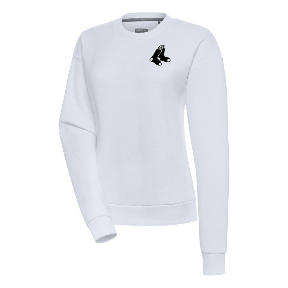 Boston Red Sox Antigua Women's Brushed Metallic Victory Pullover Sweatshirt - White