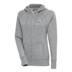 Los Angeles Dodgers Antigua Women's Brushed Metallic Victory Full-Zip Hoodie - Heather Gray