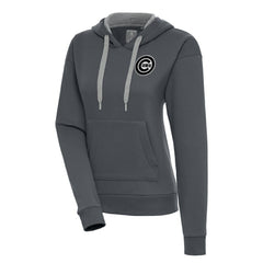 Chicago Cubs Antigua Women's Brushed Metallic Victory Pullover Hoodie - Charcoal