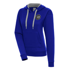 Chicago Cubs Antigua Women's Brushed Metallic Victory Pullover Hoodie - Royal