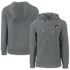 Milwaukee Brewers Cutter & Buck Roam Eco Half-Zip Recycled Pullover Hoodie - Gray