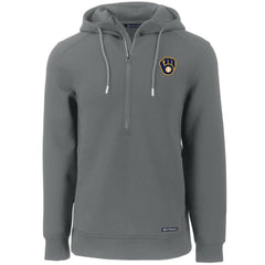 Milwaukee Brewers Cutter & Buck Roam Eco Half-Zip Recycled Pullover Hoodie - Gray