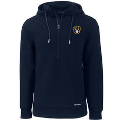 Milwaukee Brewers Cutter & Buck Roam Eco Half-Zip Recycled Pullover Hoodie - Navy