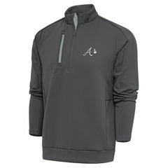 Atlanta Braves Antigua Metallic Generation Quarter-Zip Pullover Top - Gray