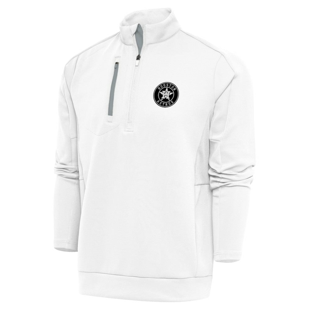 Houston Astros Antigua Metallic Generation Quarter-Zip Pullover Top - White