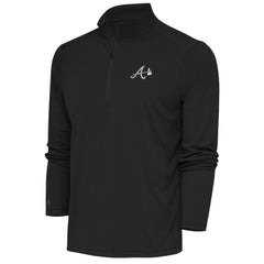 Atlanta Braves Antigua Metallic Tribute Quarter-Zip Top - Charcoal