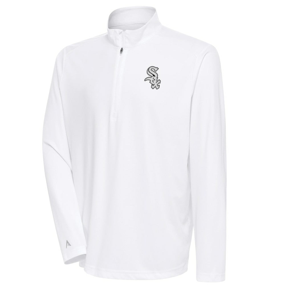Chicago White Sox Antigua Metallic Tribute Quarter-Zip Top - White
