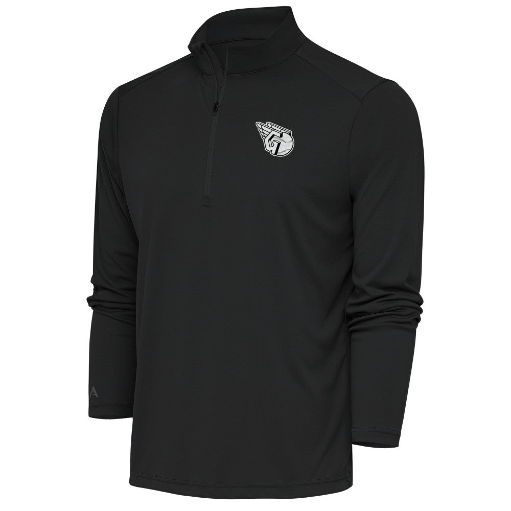 Cleveland Guardians Antigua Metallic Tribute Quarter-Zip Top - Charcoal