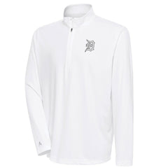 Detroit Tigers Antigua Metallic Tribute Quarter-Zip Top - White