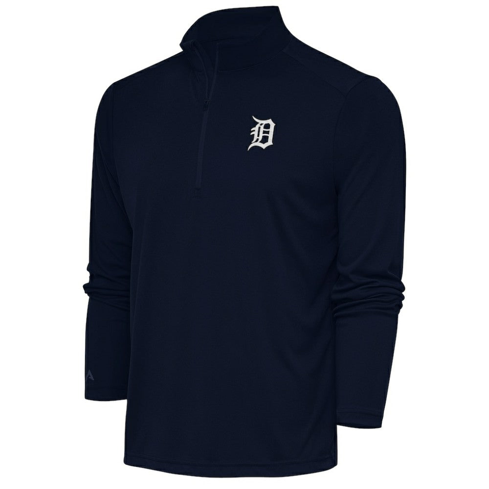Detroit Tigers Antigua Metallic Tribute Quarter-Zip Top - Navy
