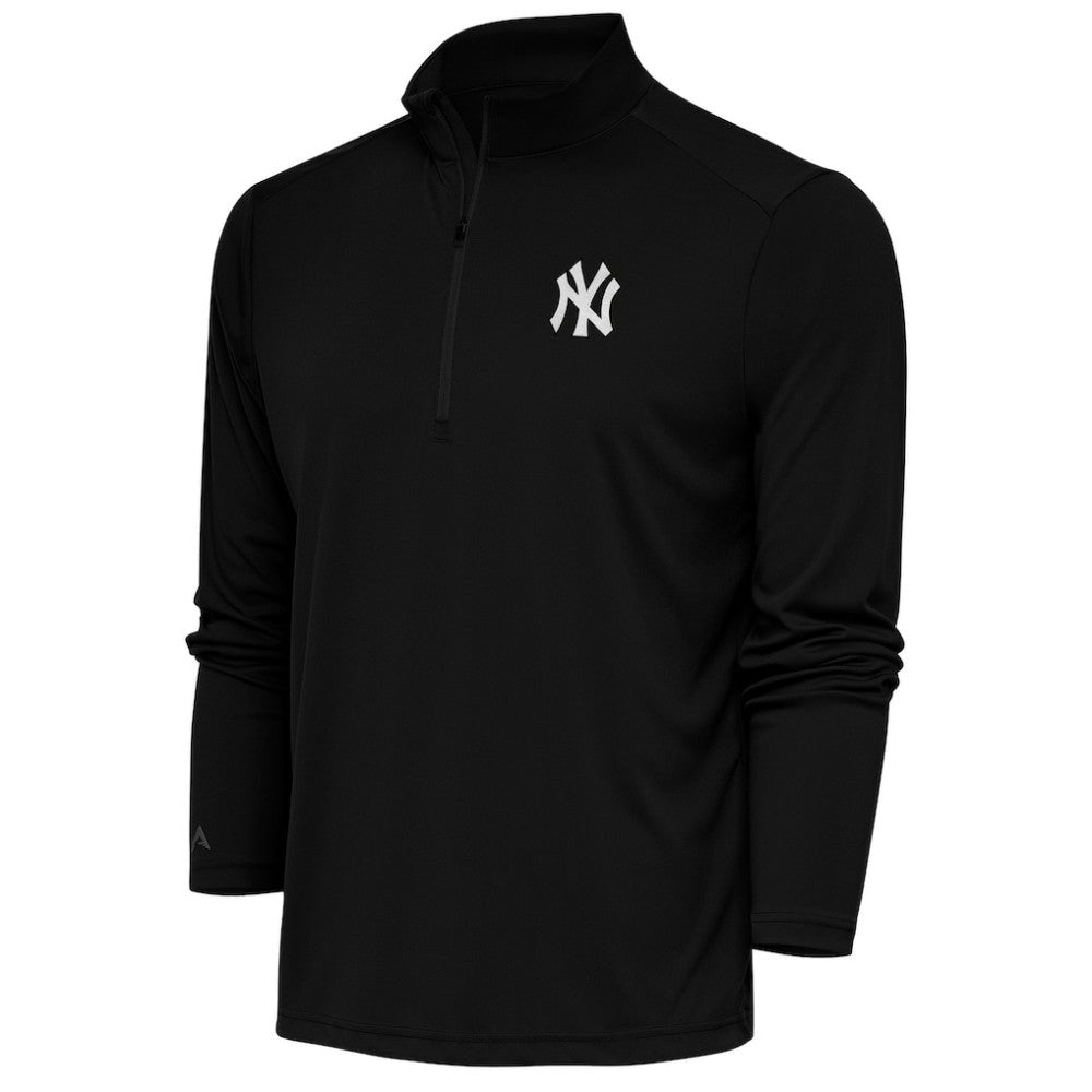 New York Yankees Antigua Metallic Tribute Quarter-Zip Top - Black