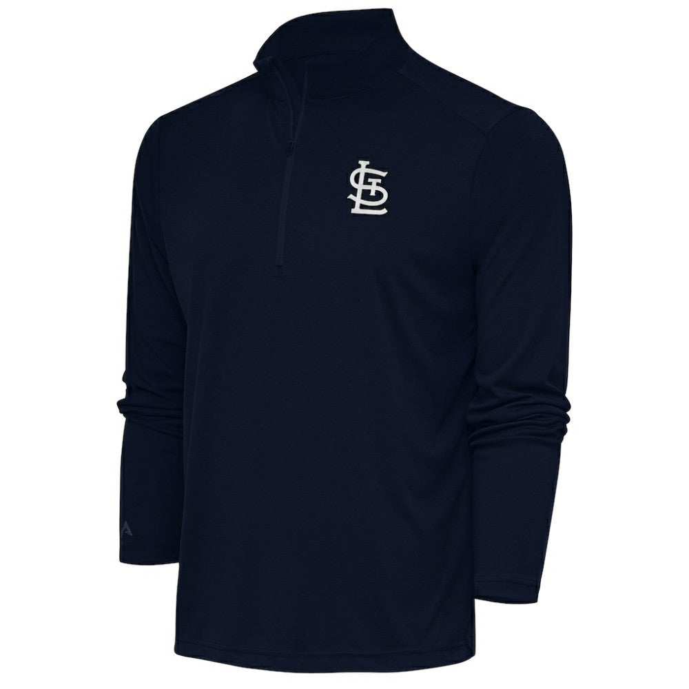 St. Louis Cardinals Antigua Metallic Tribute Quarter-Zip Top - Navy