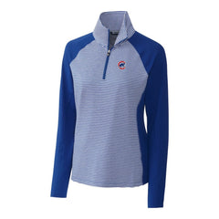 Chicago Cubs Cutter & Buck Women's DryTec Forge Tonal Stripe Half-Zip Top - Royal