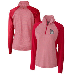 St. Louis Cardinals Cutter & Buck Women's DryTec Forge Tonal Stripe Half-Zip Top - Red
