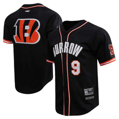 NFL Cincinnati Bengals Joe Burrow Pro Standard Mesh Baseball Button-Up T-Shirt