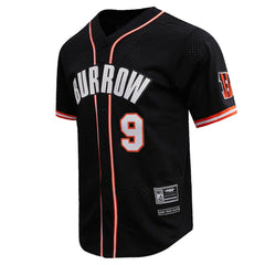 NFL Cincinnati Bengals Joe Burrow Pro Standard Mesh Baseball Button-Up T-Shirt