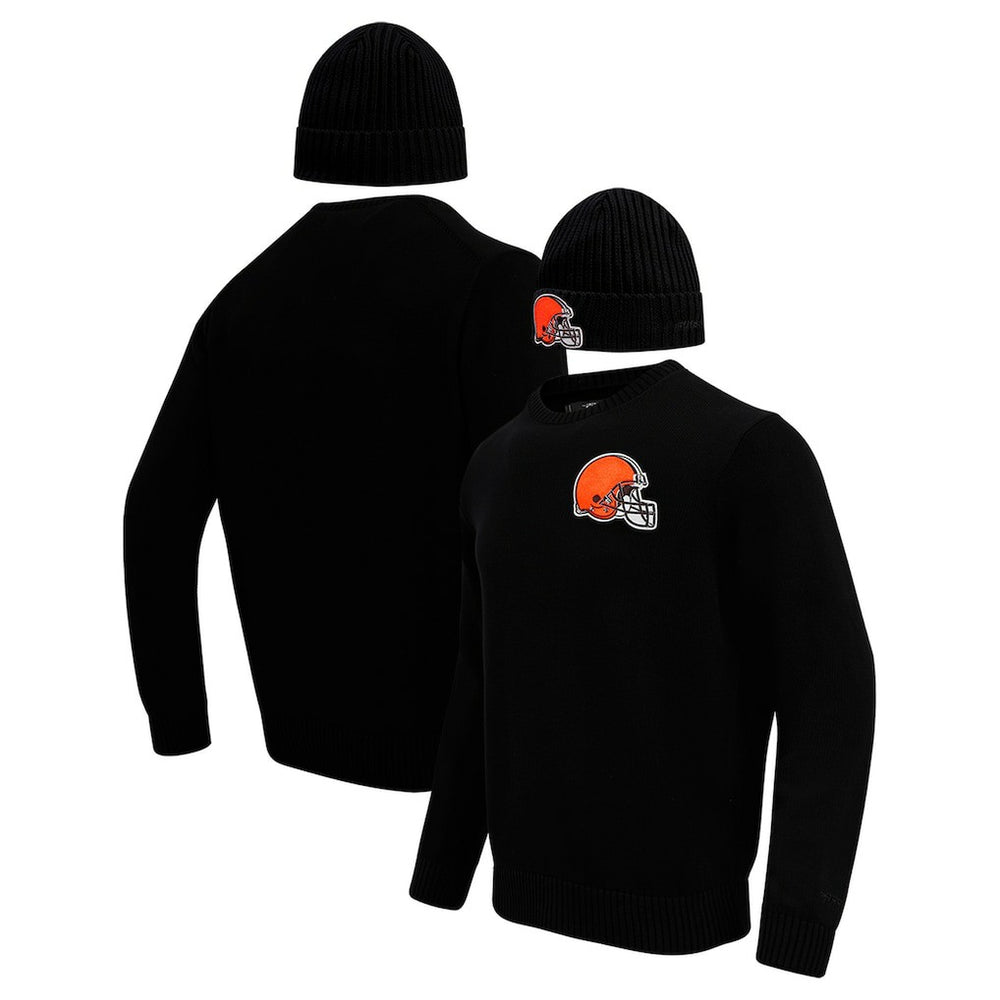 NFL Cleveland Browns Pro Standard Crewneck Pullover Sweater & Cuffed Knit Hat Box Gift Set