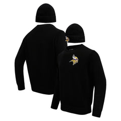 NFL Minnesota Vikings Pro Standard Crewneck Pullover Sweater & Cuffed Knit Hat Box Gift Set