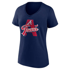 Atlanta Braves Women's Hometown A Town Map V-Neck T-Shirt - Navy
