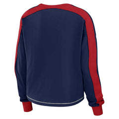 NFL New England Patriots WEAR by Erin Andrews Women's Color Block Modest Crop Long Sleeve T-Shirt