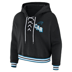 NFL Carolina Panthers WEAR by Erin Andrews Women's Lace-Up Pullover Hoodie
