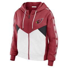 NFL Arizona Cardinals WEAR by Erin Andrews Women's Color Block Light Weight Modest Crop Full-Zip Hoodie