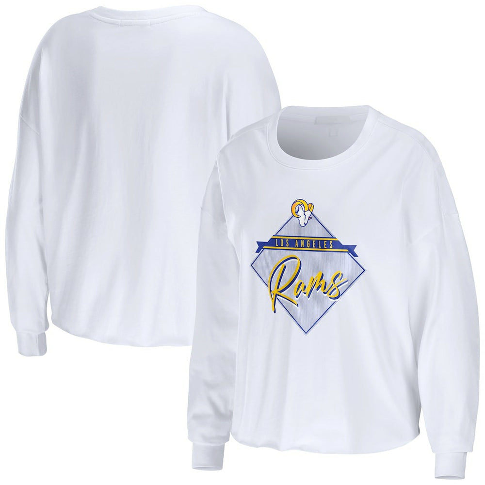 NFL Los Angeles Rams WEAR by Erin Andrews Women's Domestic Cropped Long Sleeve T-Shirt