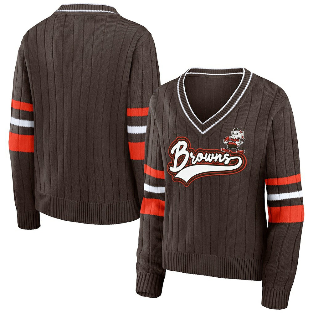 NFL Cleveland Browns WEAR by Erin Andrews Women's Throwback V-Neck Sweater