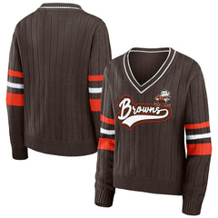 NFL Cleveland Browns WEAR by Erin Andrews Women's Throwback V-Neck Sweater