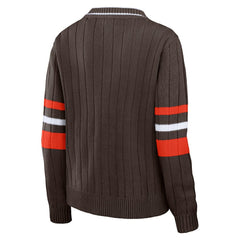 NFL Cleveland Browns WEAR by Erin Andrews Women's Throwback V-Neck Sweater
