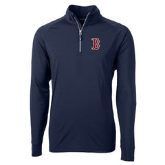 Boston Red Sox Cutter & Buck Adapt Eco Knit Stretch Recycled Quarter-Zip Pullover Top - Navy
