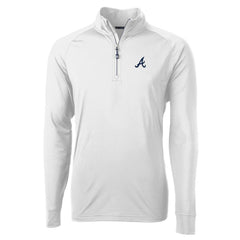 Atlanta Braves Cutter & Buck Adapt Eco Knit Stretch Recycled Quarter-Zip Pullover Top - White