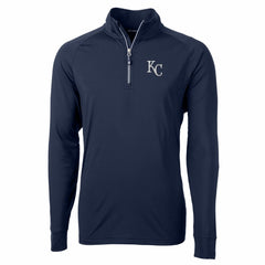 Kansas City Royals Cutter & Buck Adapt Eco Knit Stretch Recycled Quarter-Zip Pullover Top - Navy