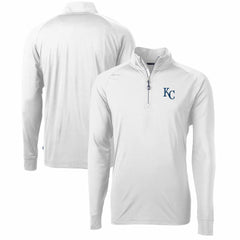 Kansas City Royals Cutter & Buck Adapt Eco Knit Stretch Recycled Quarter-Zip Pullover Top - White