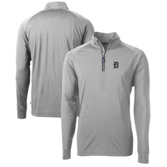 Detroit Tigers Cutter & Buck Adapt Eco Knit Stretch Recycled Quarter-Zip Pullover Top - Gray